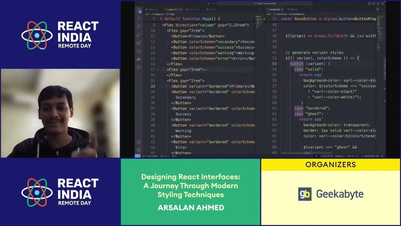 Remote Talk: Designing React Interfaces: A Journey Through Modern Styling Techniques - Arsalan Ahmed